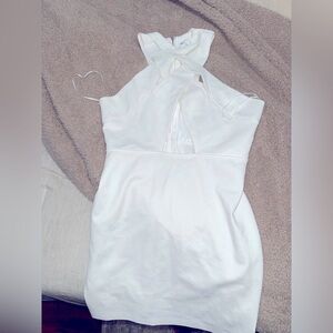 White cross cross neck midi